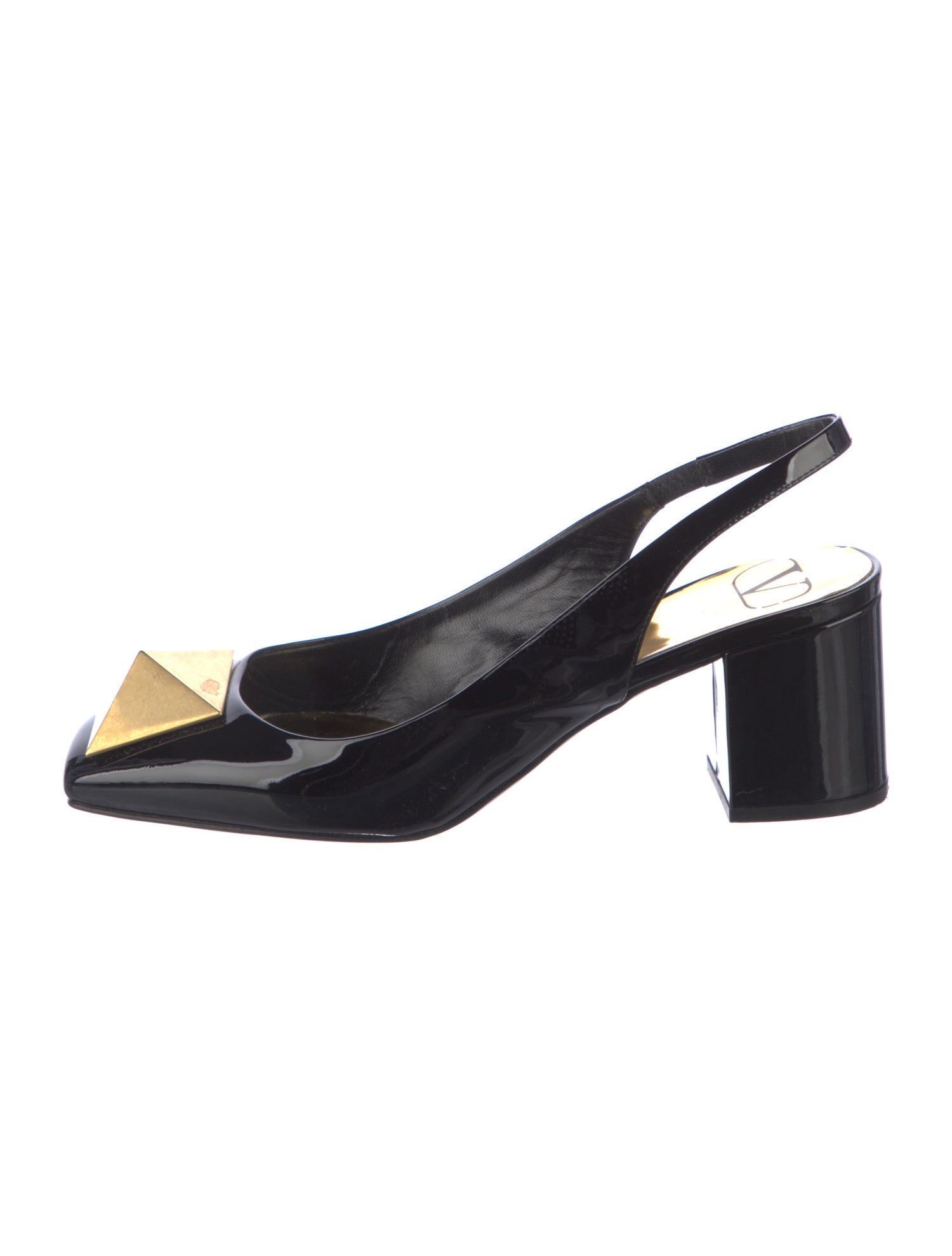 Valentino Rockstud Accents Patent Leather Slingback Pumps