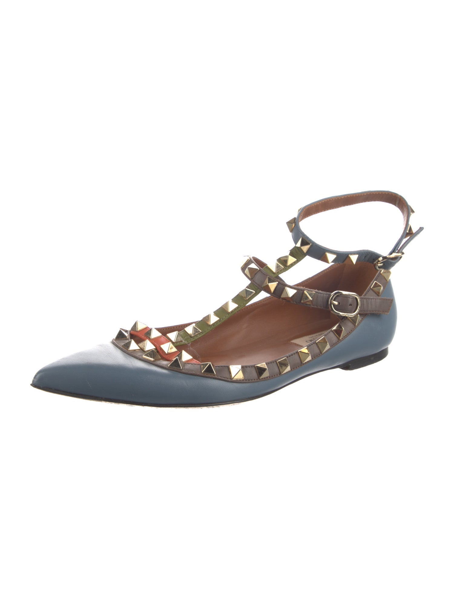 Valentino Leather Colorblock Pattern Ballet Flats