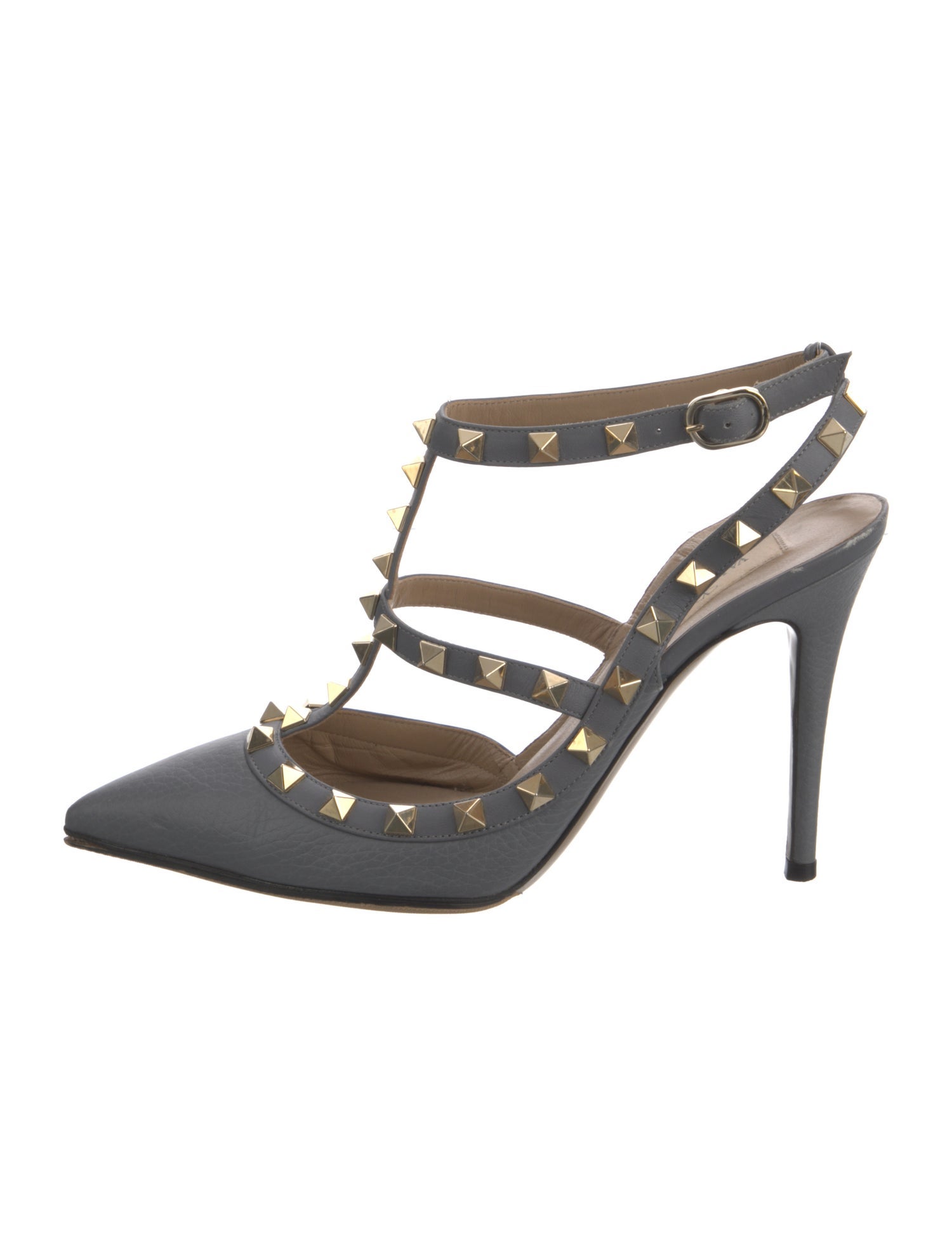 Valentino Rockstud Accents Leather T-Strap Pumps