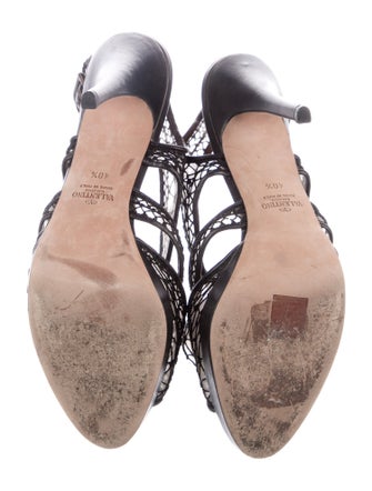 Valentino Mesh Lace Pattern Slingback Sandals