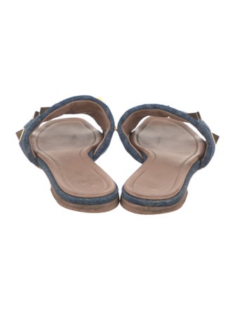 Valentino Rockstud Accents Denim Slides