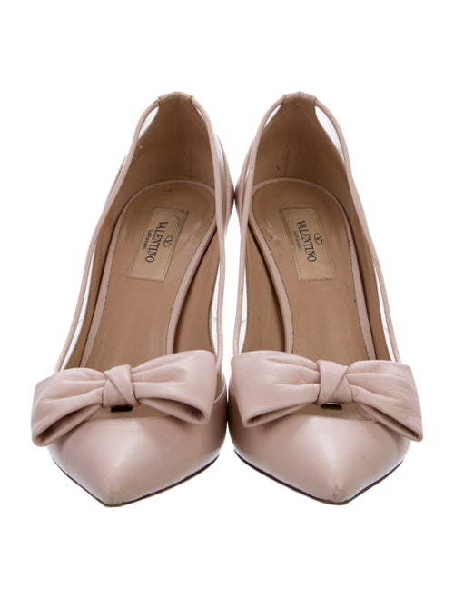 Valentino Leather Bow Accents Slingback Pumps
