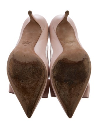 Valentino Leather Bow Accents Slingback Pumps