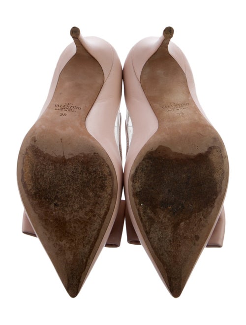 Valentino Leather Bow Accents Slingback Pumps
