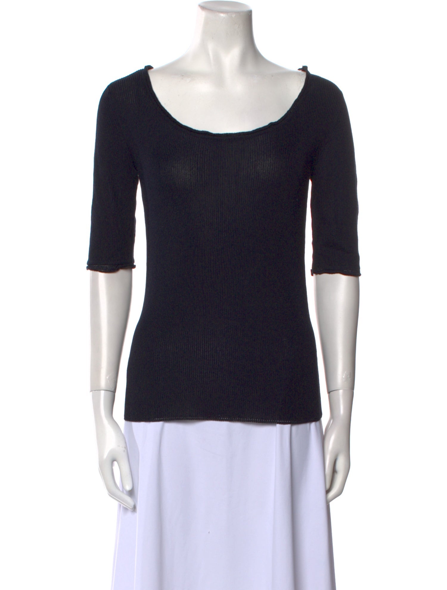 Valentino Scoop Neck Three-Quarter Sleeve T-Shirt