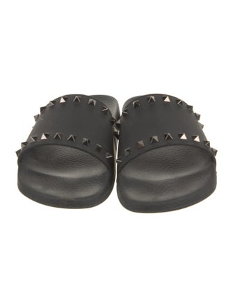 Valentino Rockstud Accents Rubber Slides