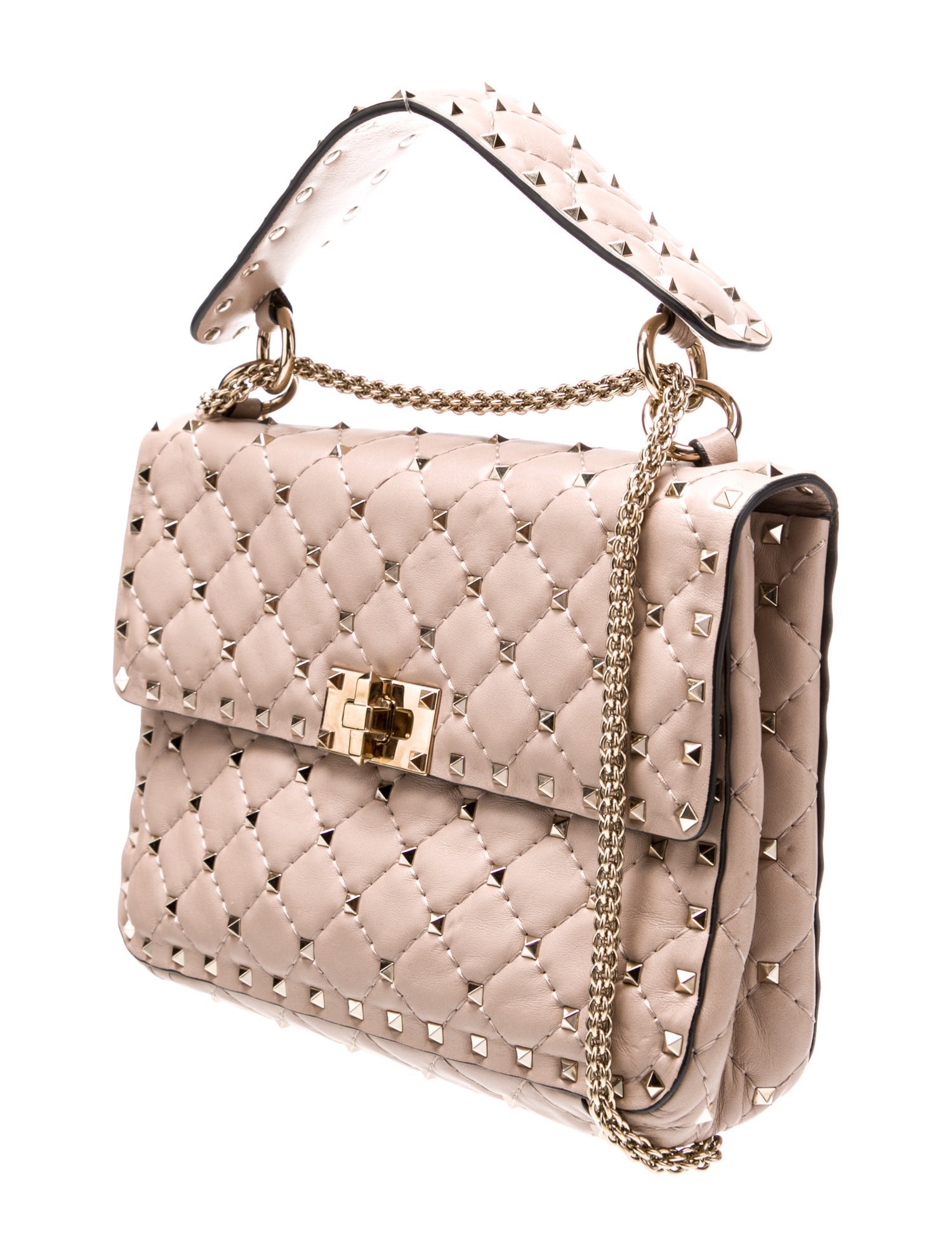 ★VALENTINO ROCKSTUD HAND BAG ポシェット ハンドバッグ Authentic NEW Valentino Garavani Pink Pebbled Calfskin
