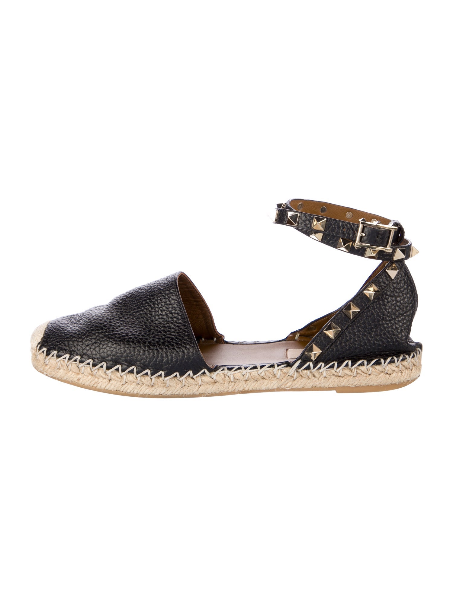 Valentino Rockstud Accents Leather Espadrilles
