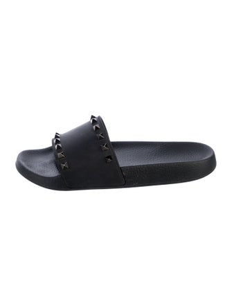 Valentino Rockstud Accents Rubber Slides