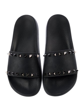 Valentino Rockstud Accents Rubber Slides
