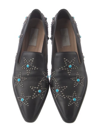 Valentino Leather Studded Accents Loafers