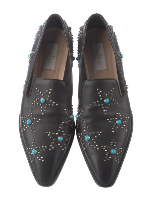 Valentino Leather Studded Accents Loafers