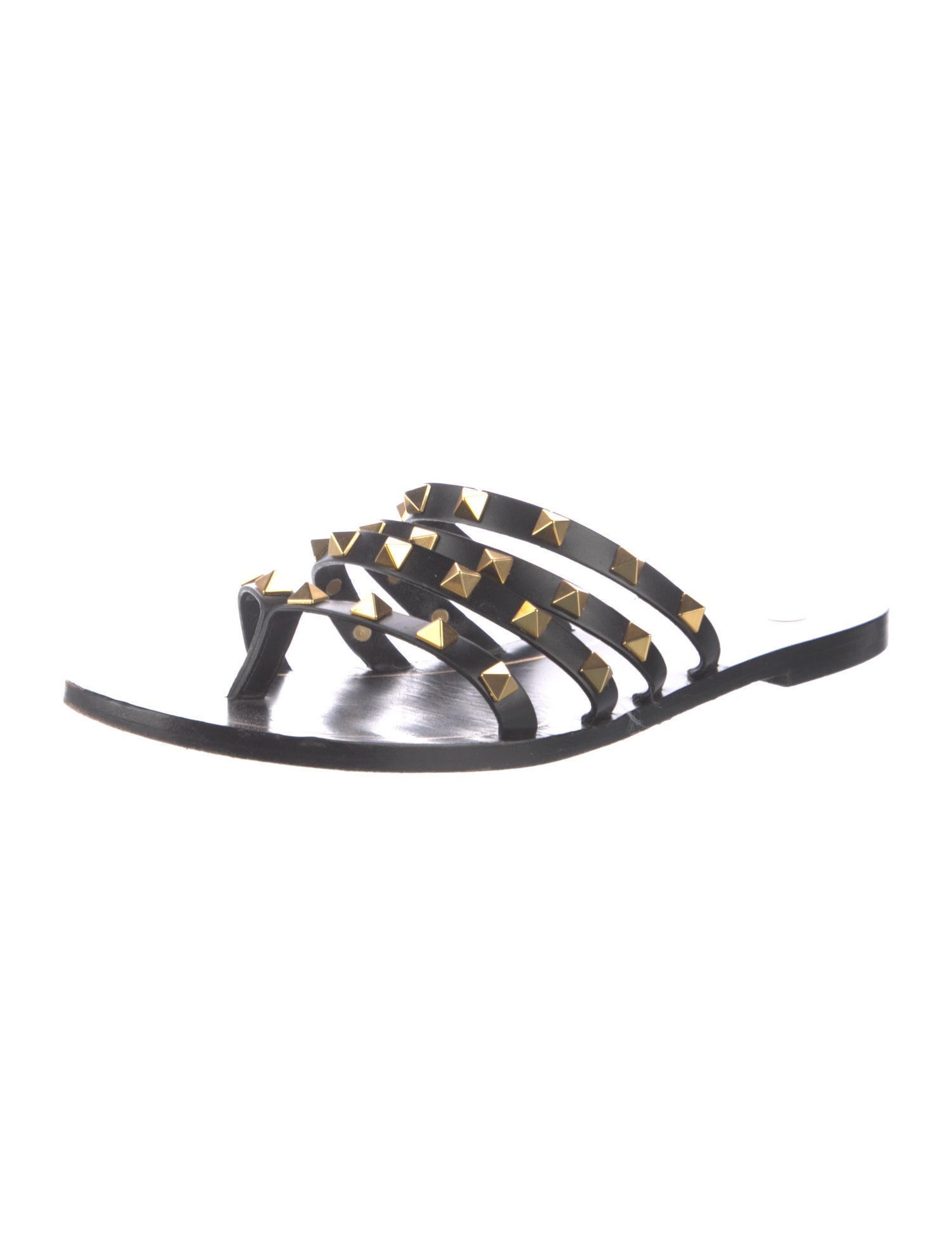 Valentino Rockstud Accents Leather Slides