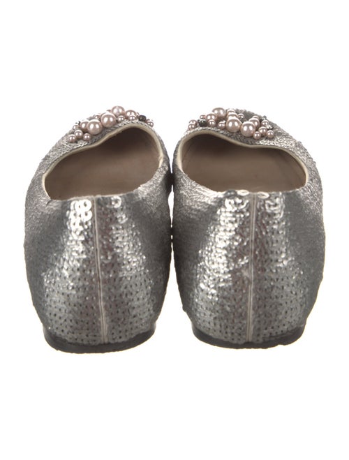 Valentino Faux Pearl Accents Sequins Ballet Flats