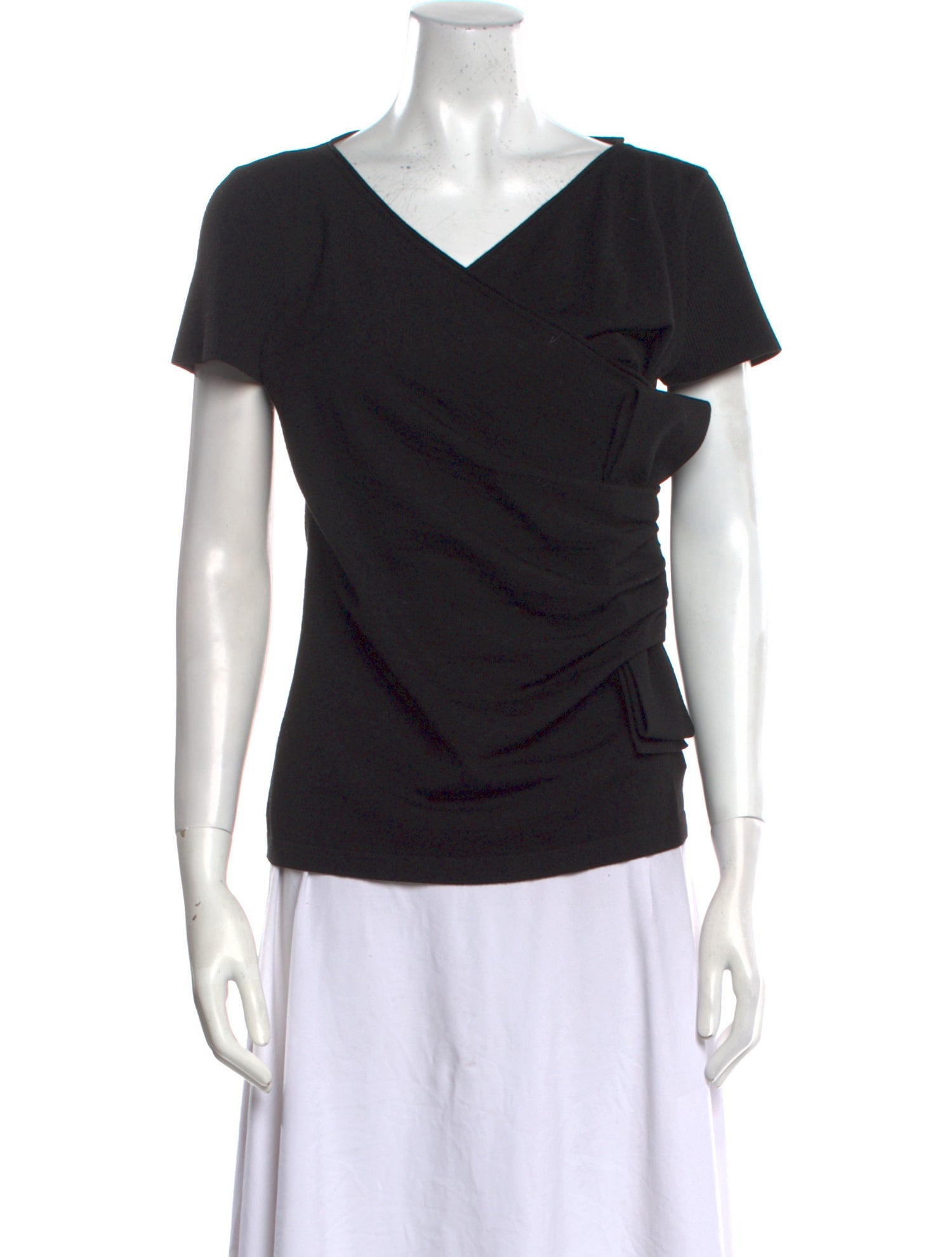 Valentino Wool Cowl Neck T-Shirt - Black Tops, Clothing - VAL487458 ...