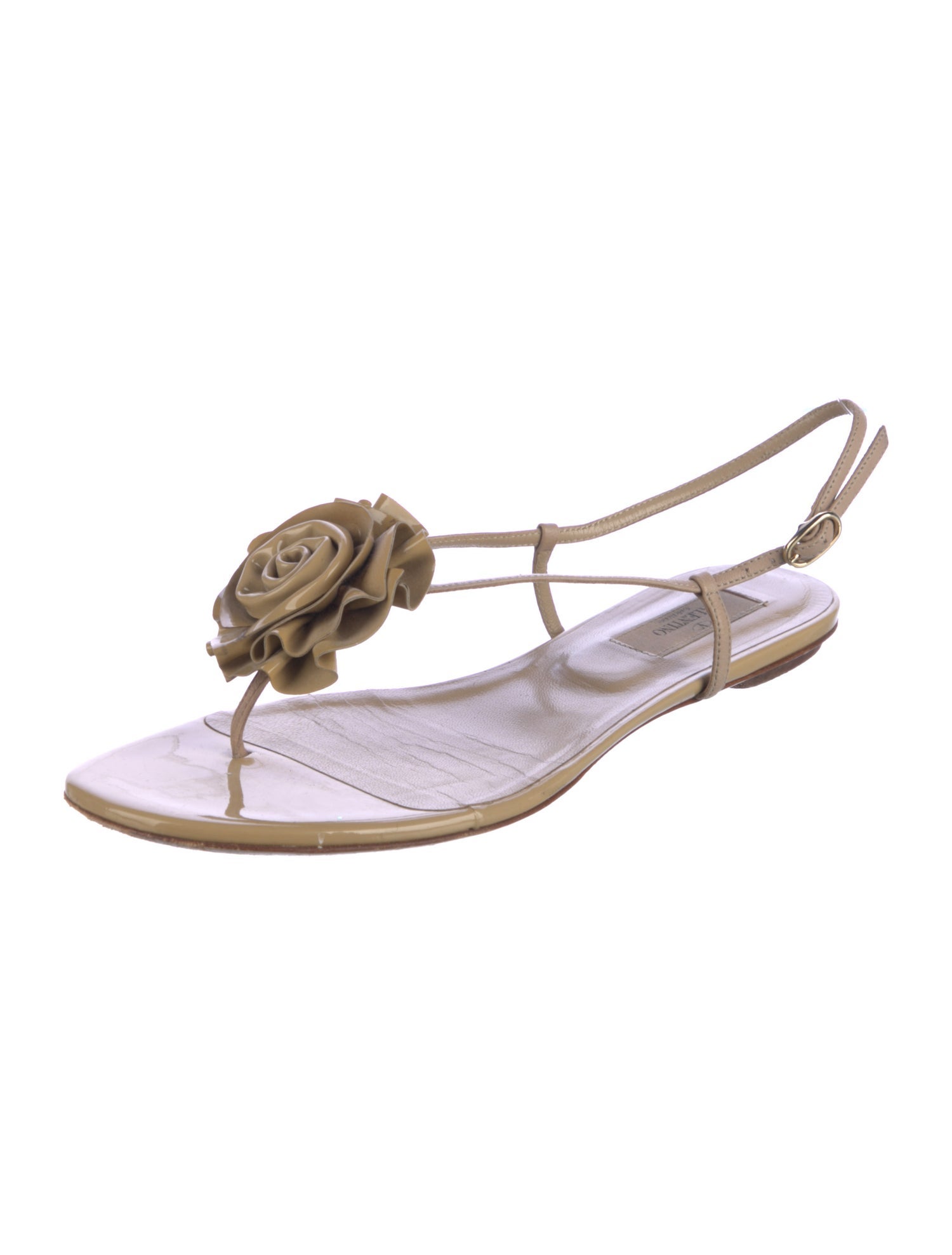 Valentino Leather T-Strap Sandals