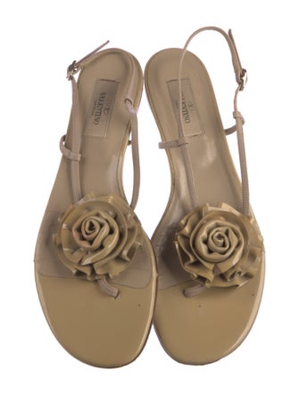Valentino Leather T-Strap Sandals