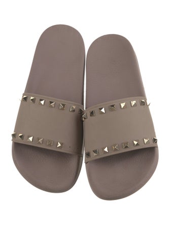 Valentino Rockstud Accents Rubber Slides