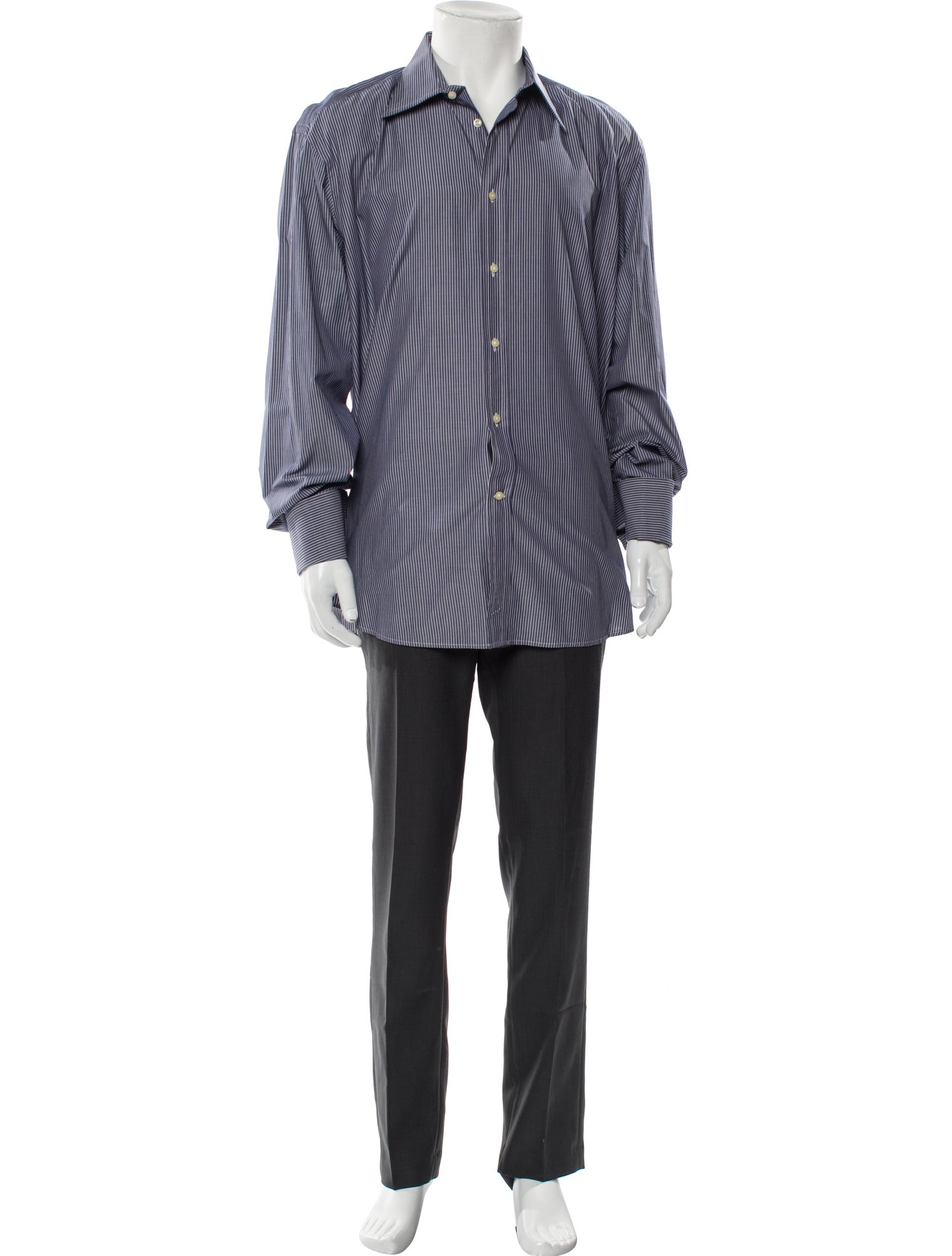 Valentino Striped Long Sleeve Dress Shirt