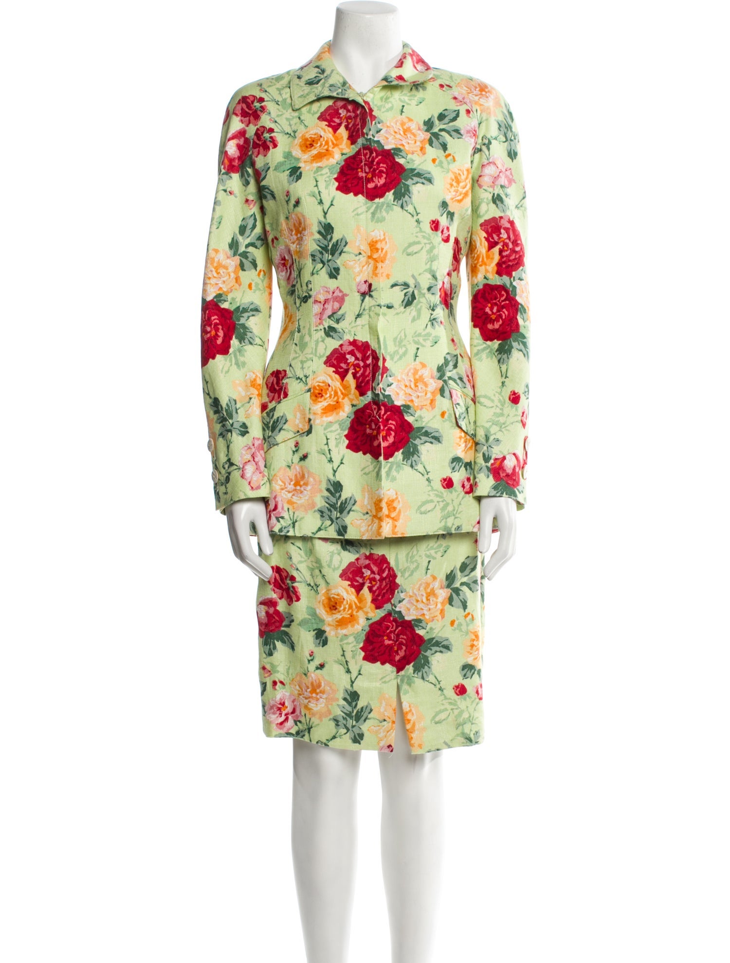 Valentino Linen Floral Print Skirt Set