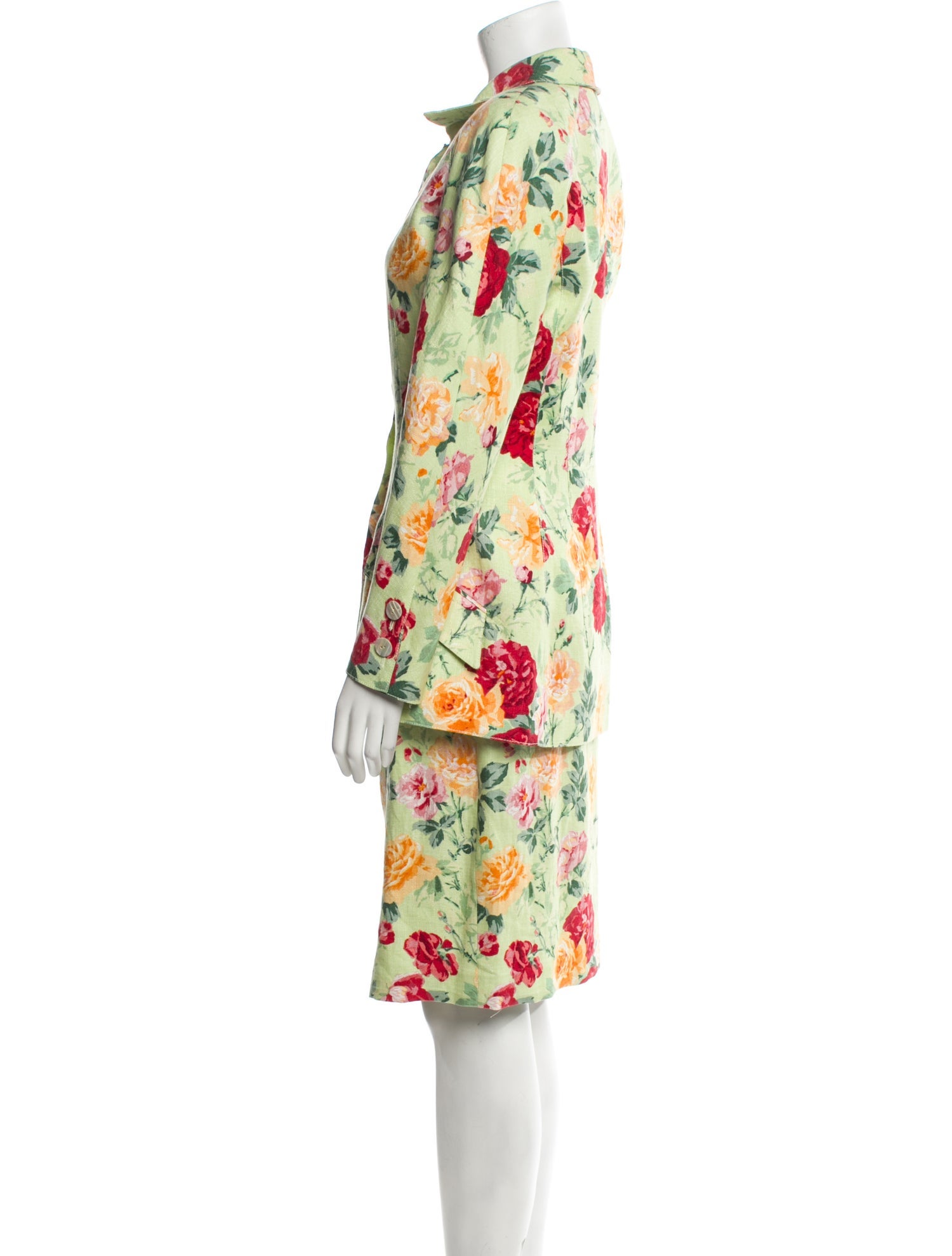 Valentino Linen Floral Print Skirt Set