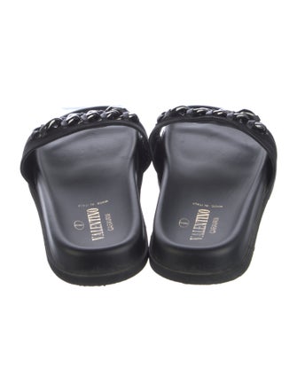 Valentino Suede Chain-Link Accents Slides