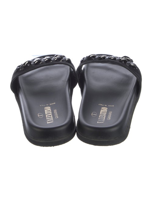Valentino Suede Chain-Link Accents Slides