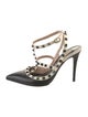 Valentino Rockstud Accents Leather T-Strap Sandals