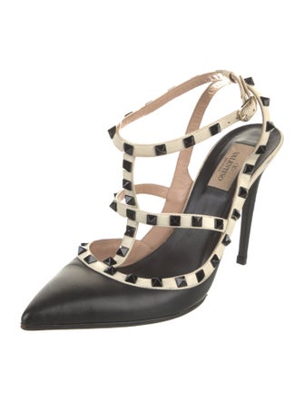Valentino Rockstud Accents Leather T-Strap Sandals