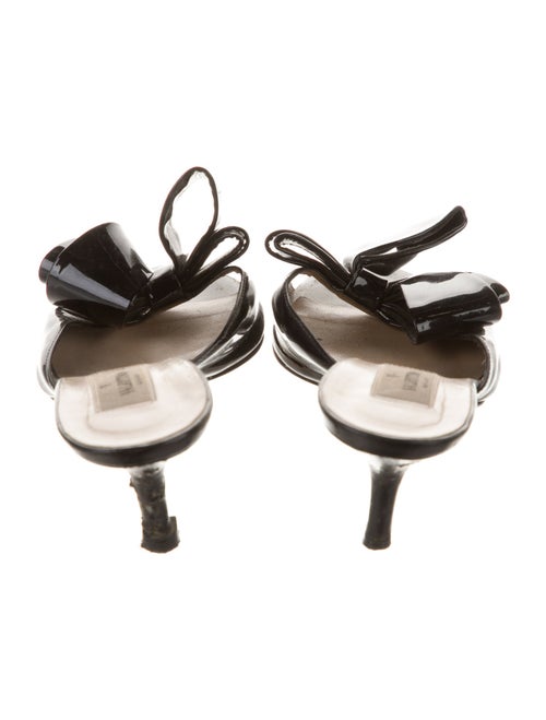 Valentino Patent Leather Bow Accents Slides
