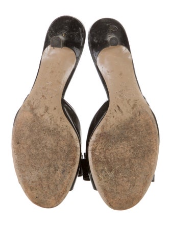 Valentino Patent Leather Bow Accents Slides