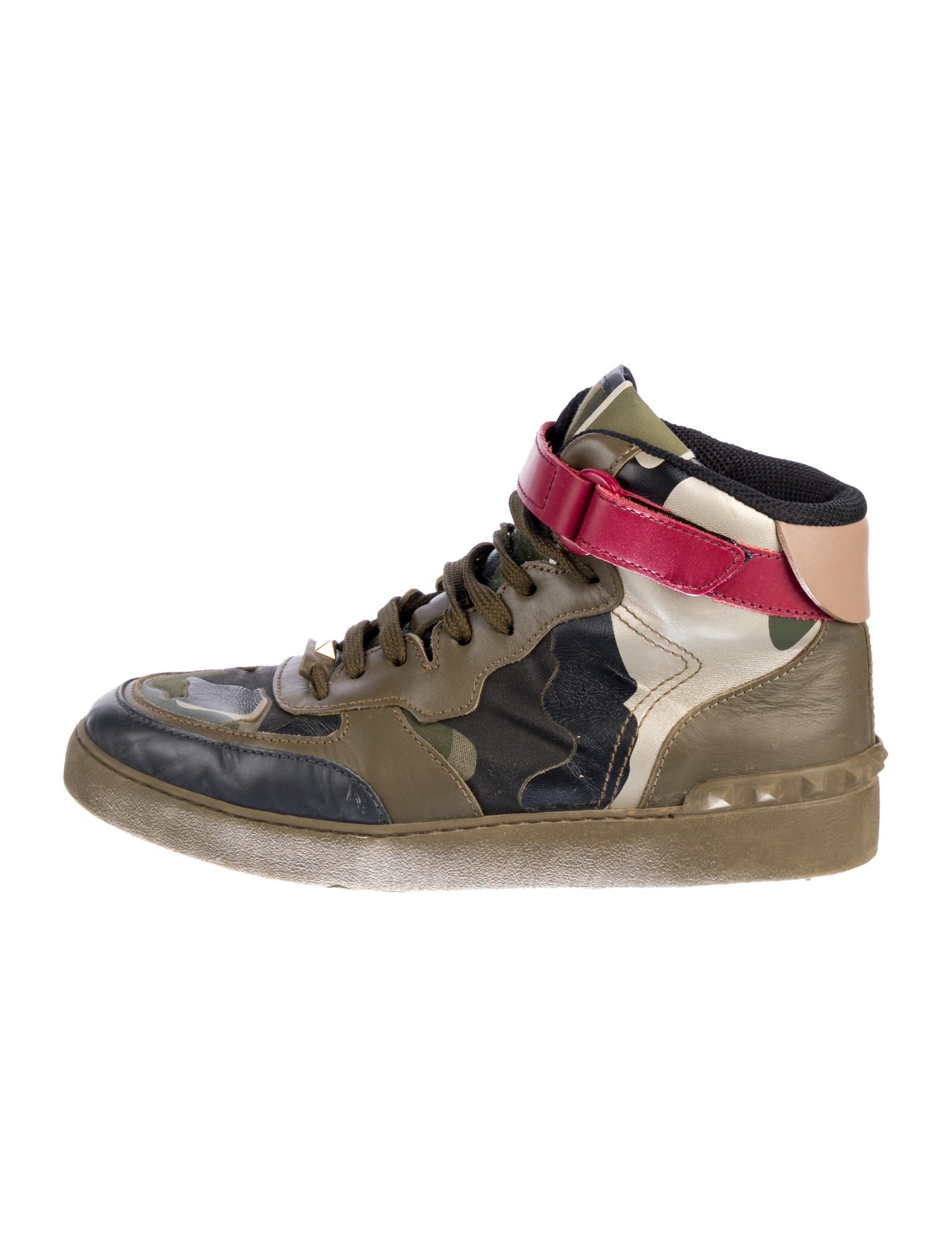 Valentino Rockstud Accents Leather Wedge Sneakers