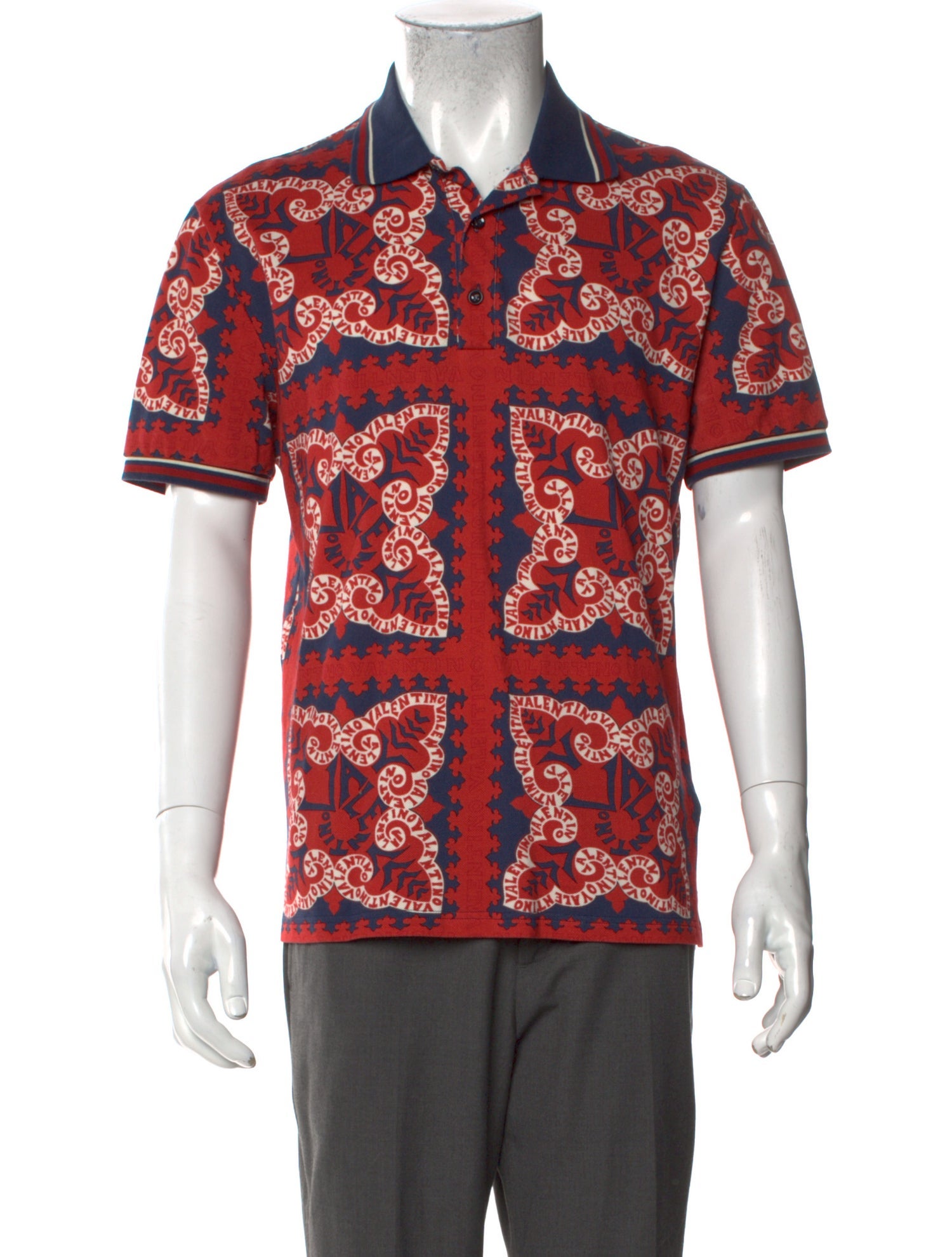 Valentino Printed Collar Polo Shirt