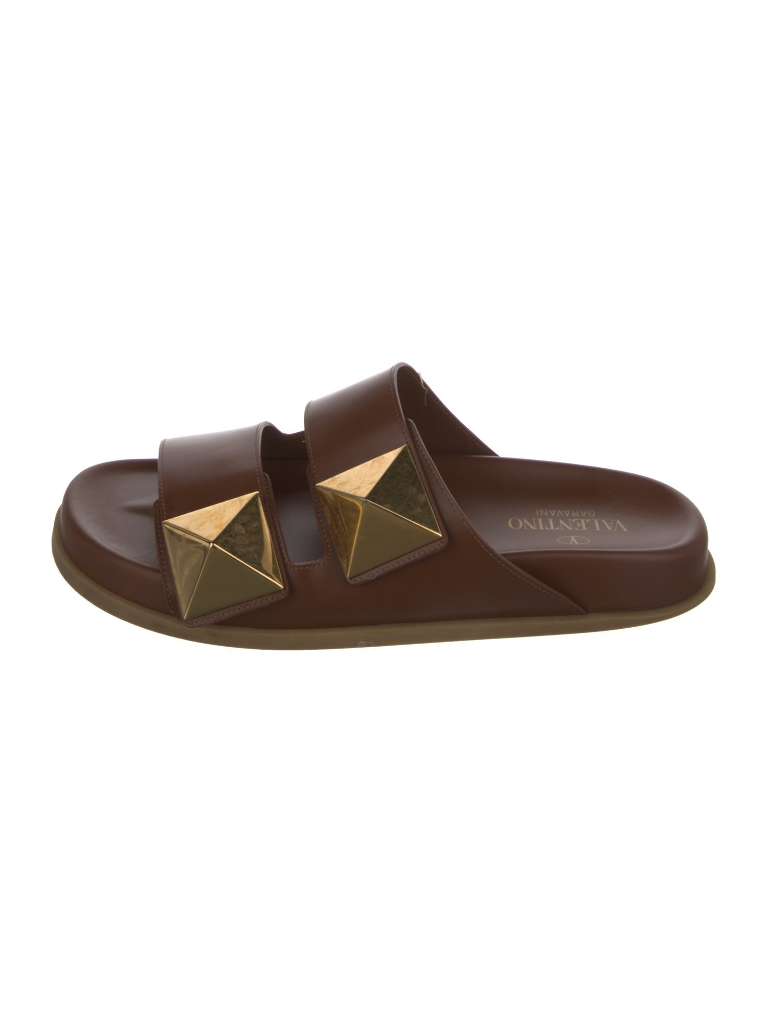 Valentino Rockstud Accents Leather Slides