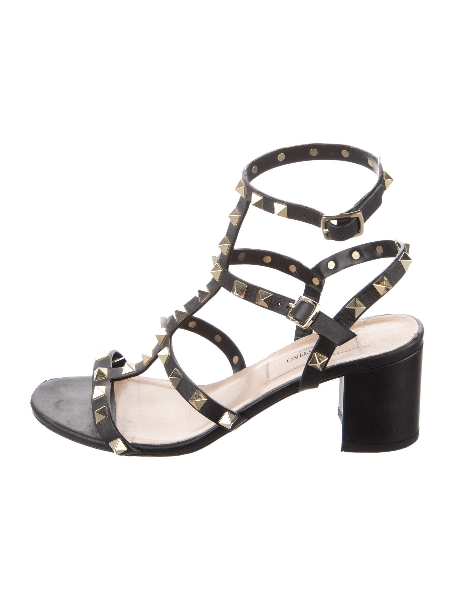 Valentino Rockstud Accents Leather Gladiator Sandals