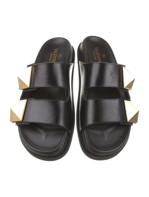 Valentino Leather Studded Accents Slides