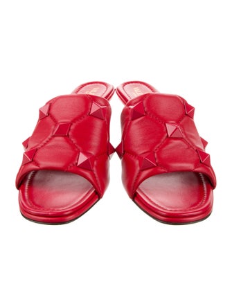Valentino Rockstud Accents Leather Slides