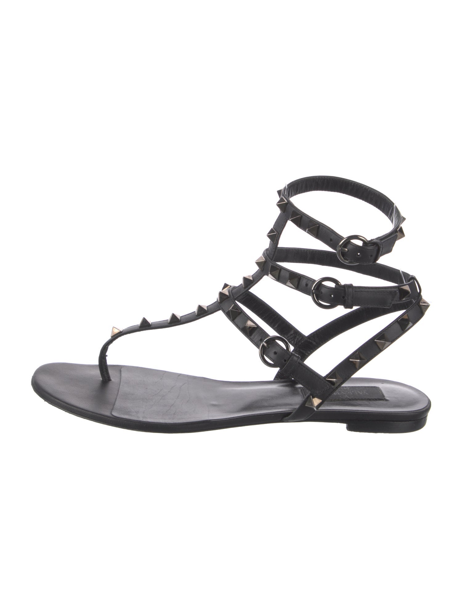 Valentino Rockstud Accents Leather T-Strap Sandals