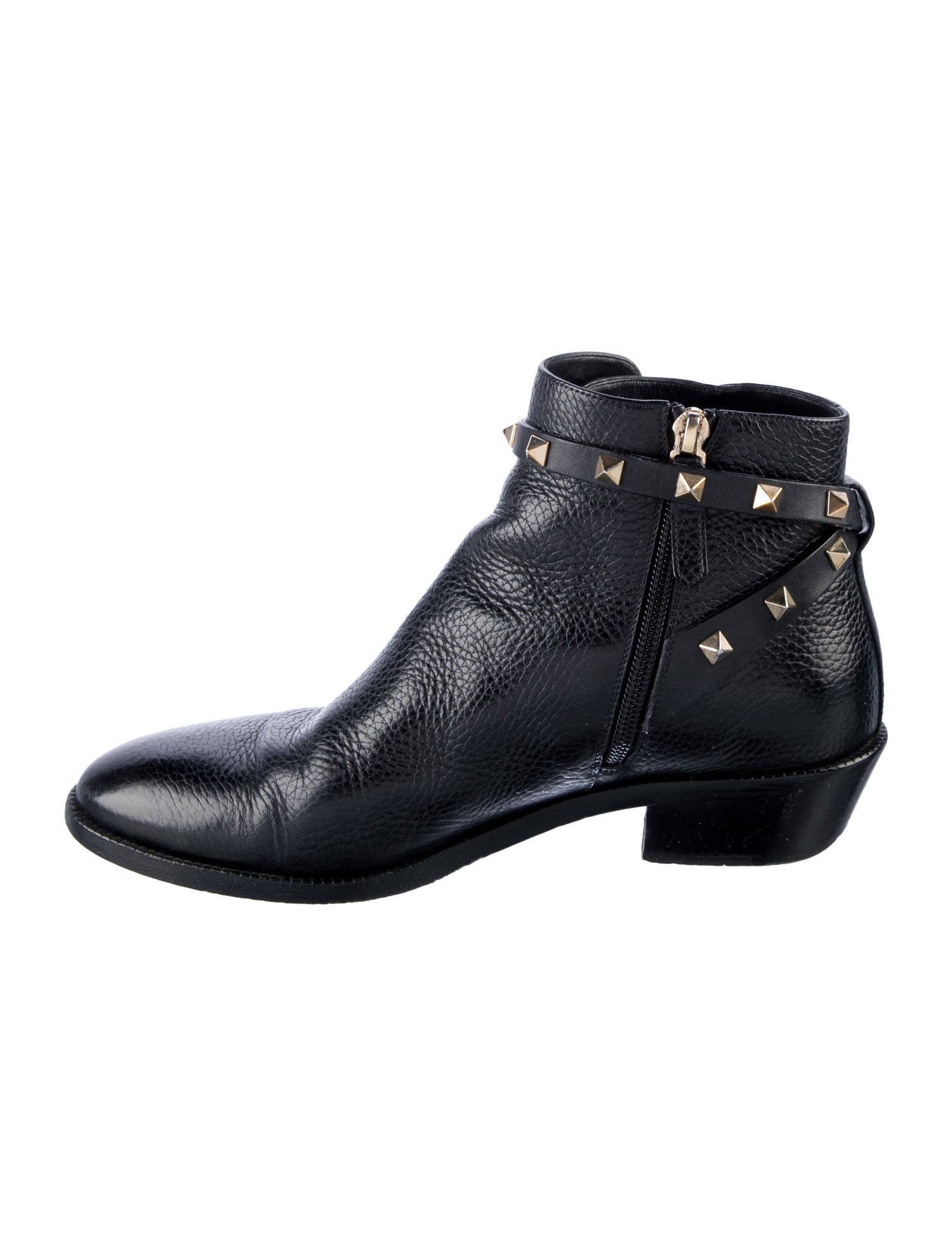 Valentino Rockstud Accents Leather Combat Boots