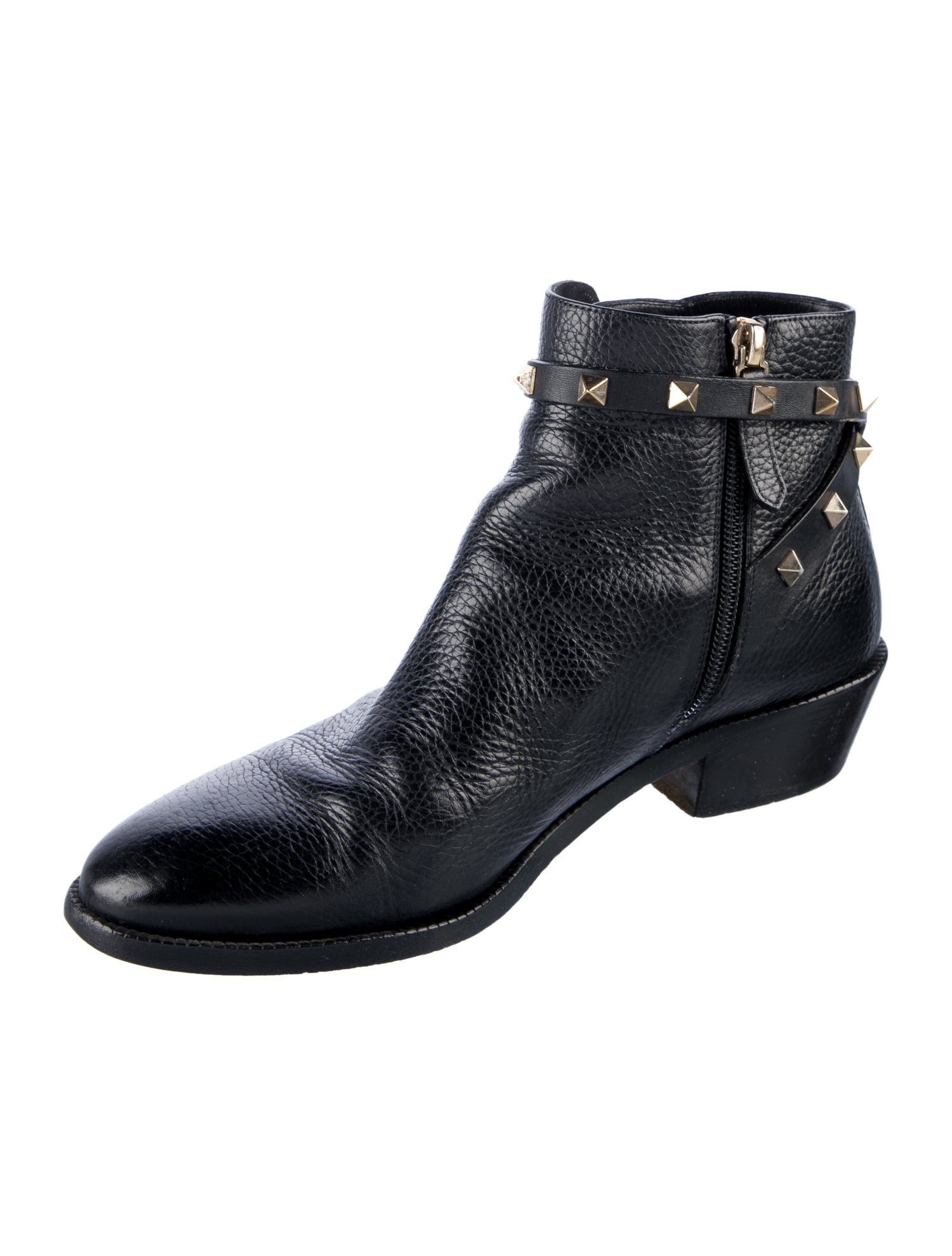 Valentino Rockstud Accents Leather Combat Boots