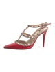 Valentino Rockstud Accents Patent Leather T-Strap Pumps