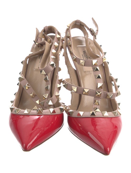 Valentino Rockstud Accents Patent Leather T-Strap Pumps