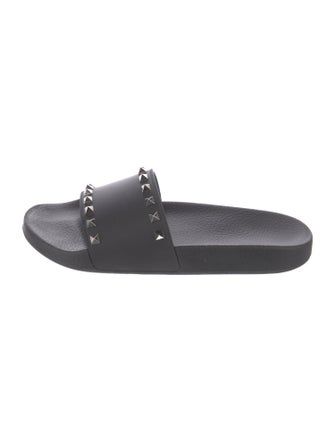 Valentino Rockstud Accents Rubber Slides