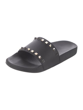 Valentino Rockstud Accents Rubber Slides