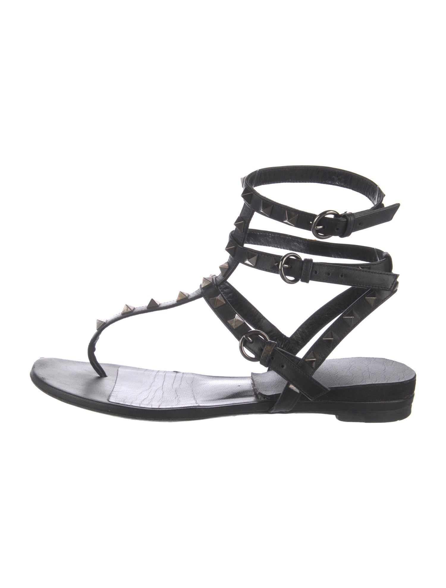 Valentino Rockstud Accents Leather Gladiator Sandals