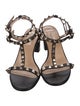Valentino Rockstud Accents Leather T-Strap Sandals