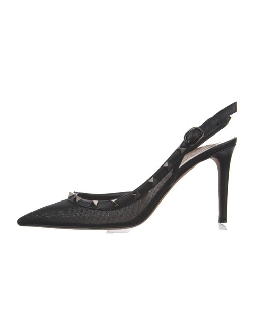 Valentino Rockstud Accents Mesh Slingback Pumps
