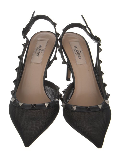 Valentino Rockstud Accents Mesh Slingback Pumps