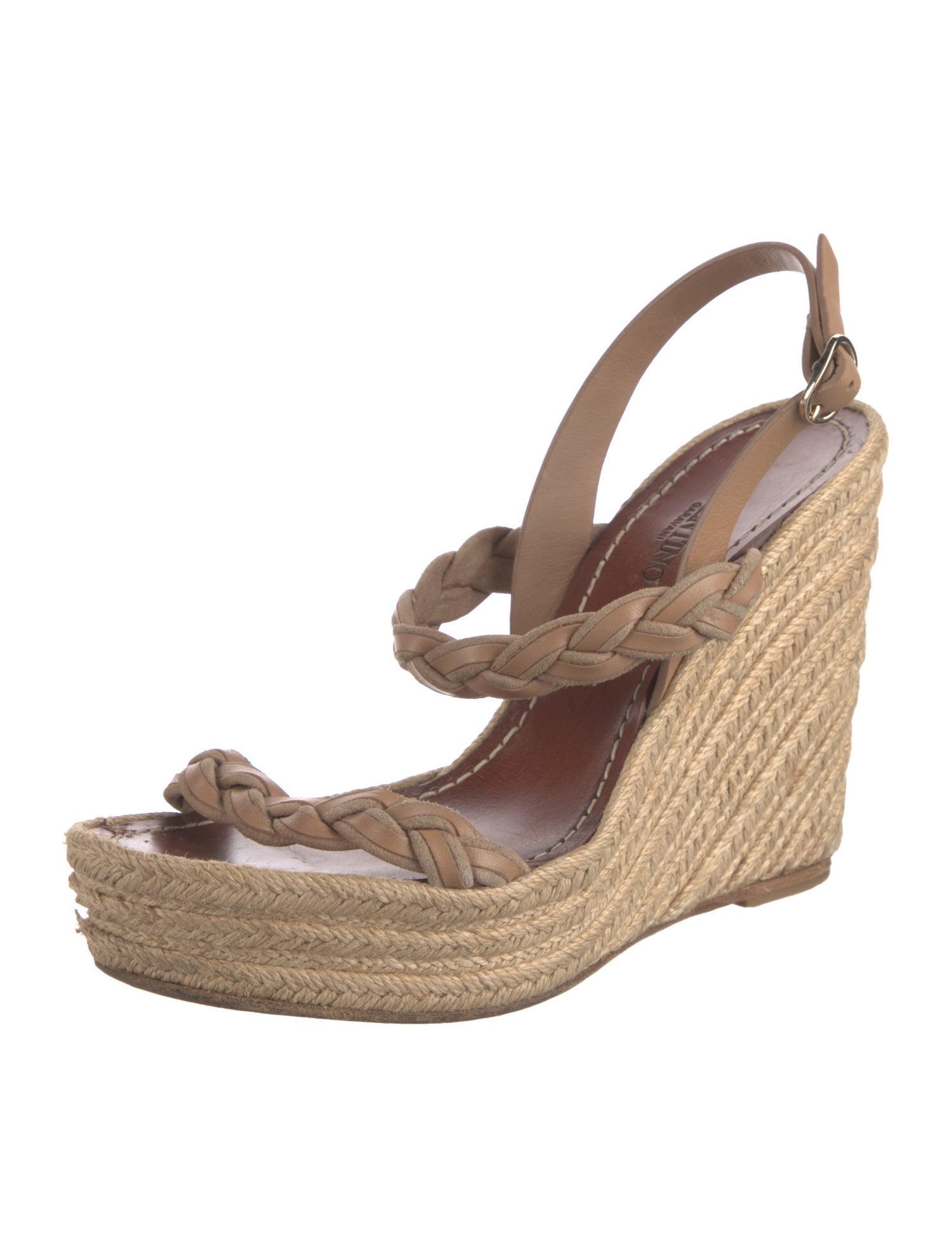 Valentino Leather Braided Accents Espadrilles