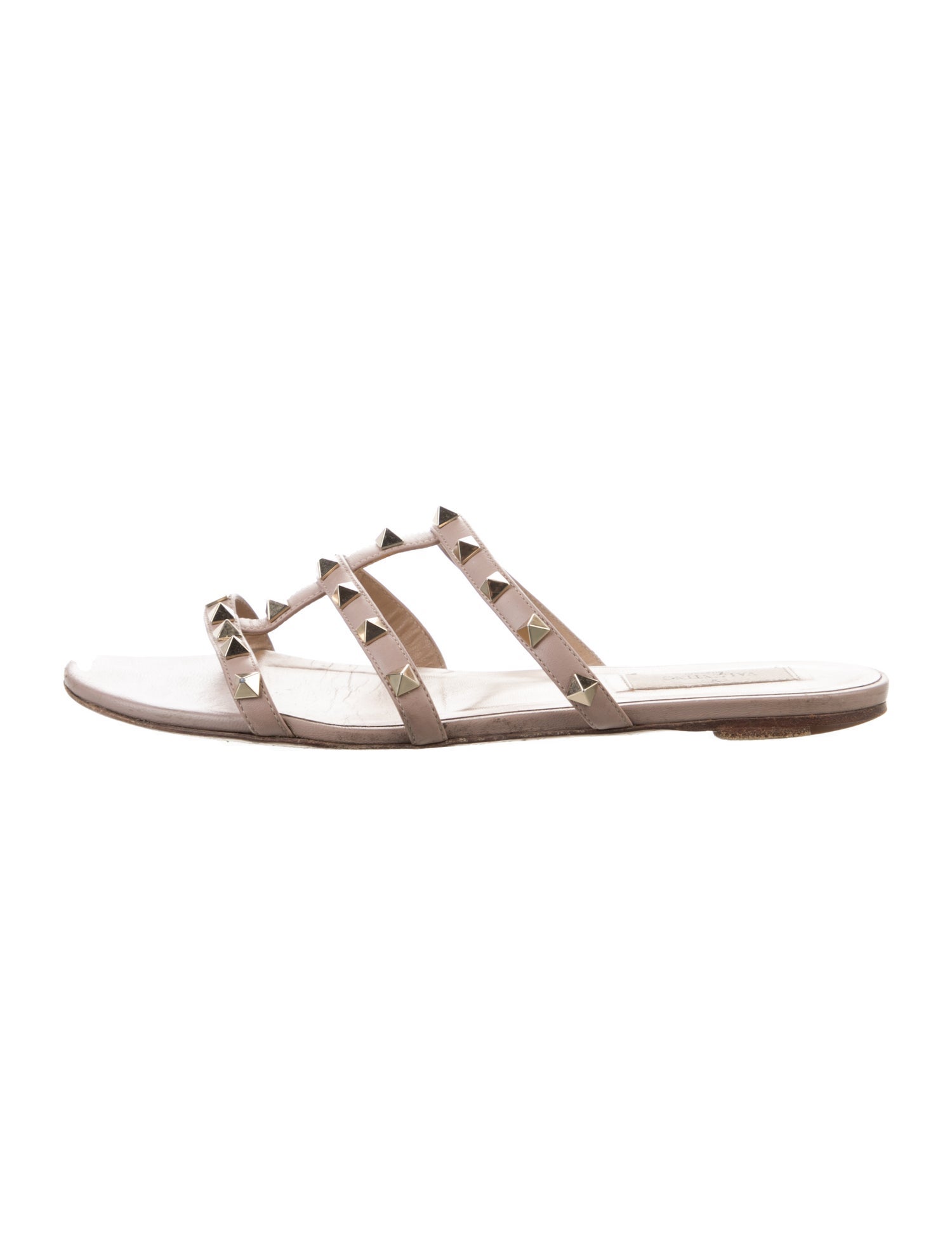 Valentino Rockstud Accents Leather Slides